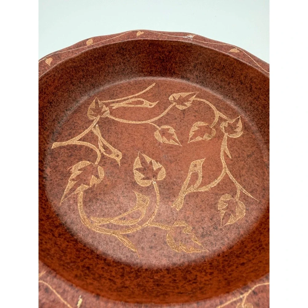 Ten Thousand Villages Pie Dish Kitchen‎ Window Lombok Pottery Brown Hand-Etched